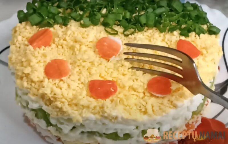 Красивый и простой в приготовлении салат “Нежнятина”. Вкусное блюдо на праздничный стол