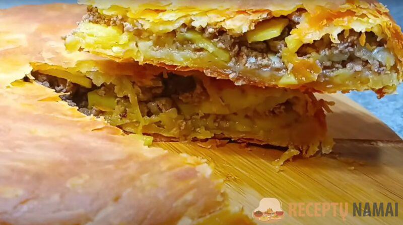Лезгинский слоеный пирог с мясом и картофелем. Хрустит на весь дом