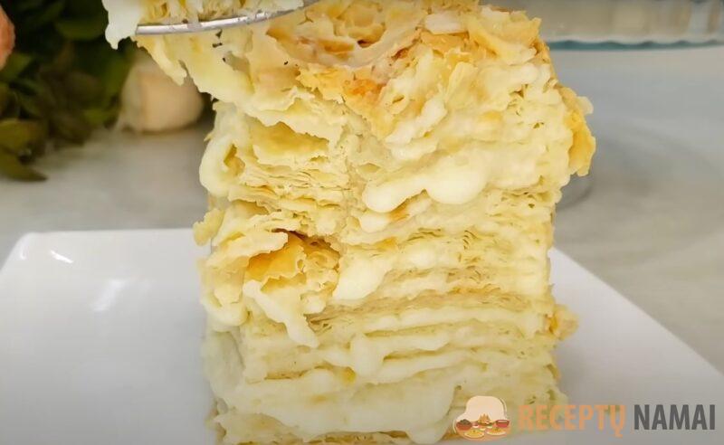 Торт "Наполеон" за 33 минуты. Рецепт из готового слоеного теста