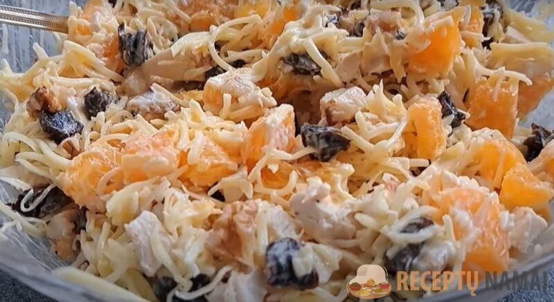 Просто и вкусно. Салат “Нежность” с грецким орехом, черносливом и апельсином