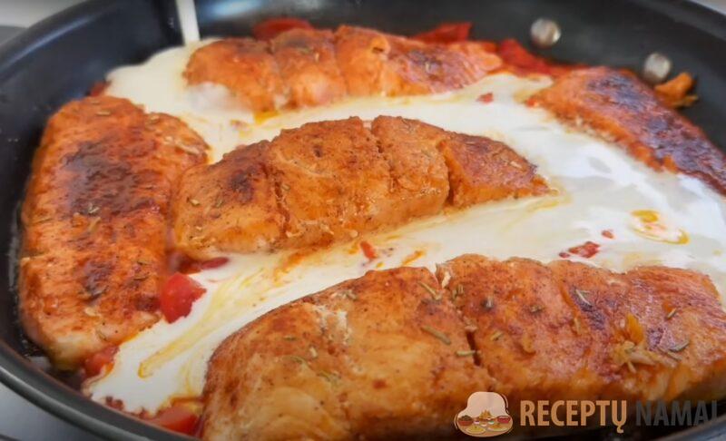 Красная рыба в сливочном соусе. Так вкусно, что пальчики оближешь