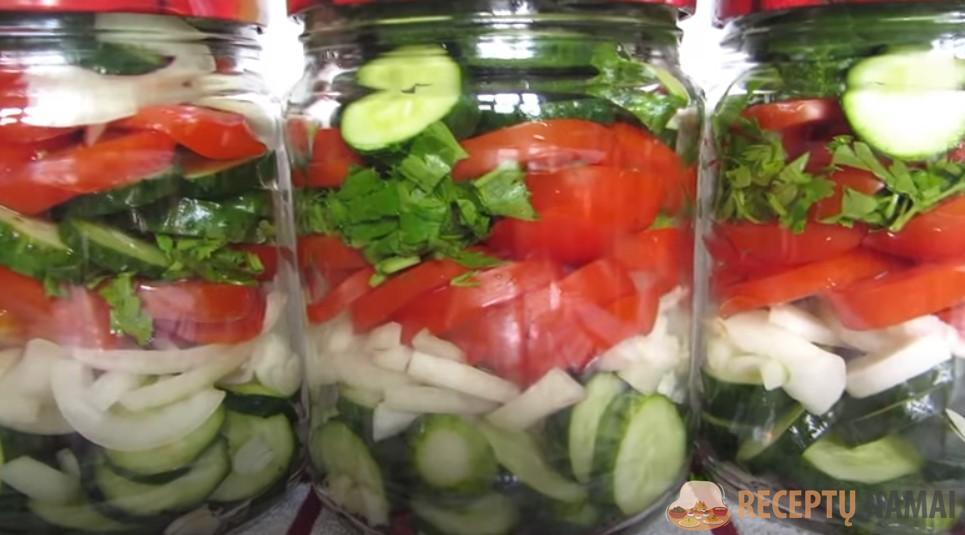 Без варки и стерилизации! Улетно вкусный салат на зиму: помидоры, огурцы, лук.
