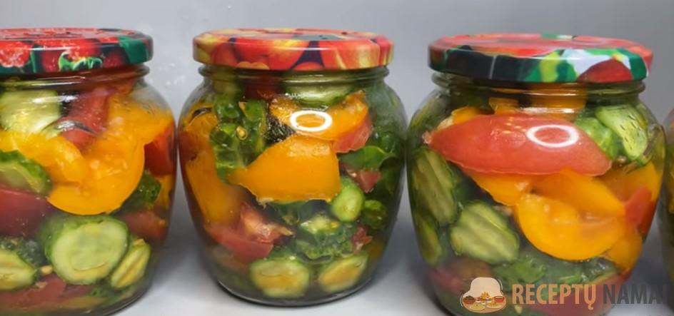 Помидоры с огурцами по-корейски! Каждый год закрываю на 5 банок больше и не хватает