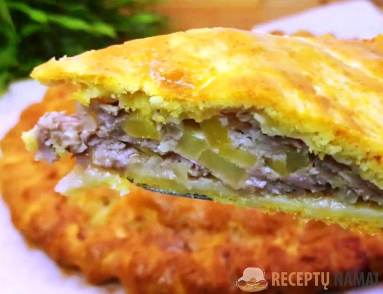 Быстрое тесто и ароматная мясная начинка! Вкусный пирог на скорую руку