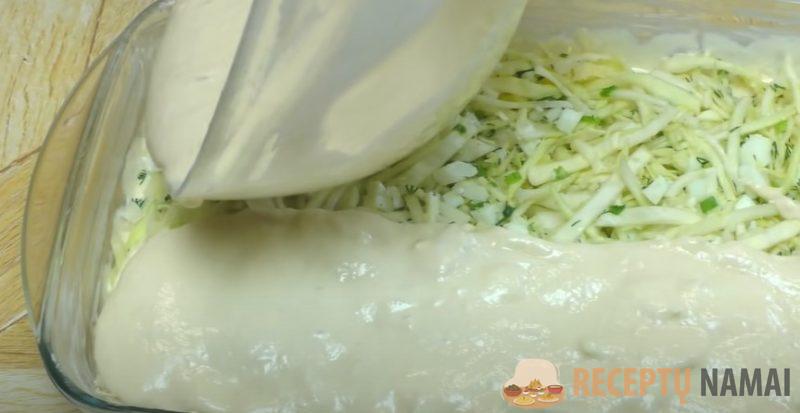 Заливной пирог на кефире с капустой. Простой, быстрый и вкусный рецепт