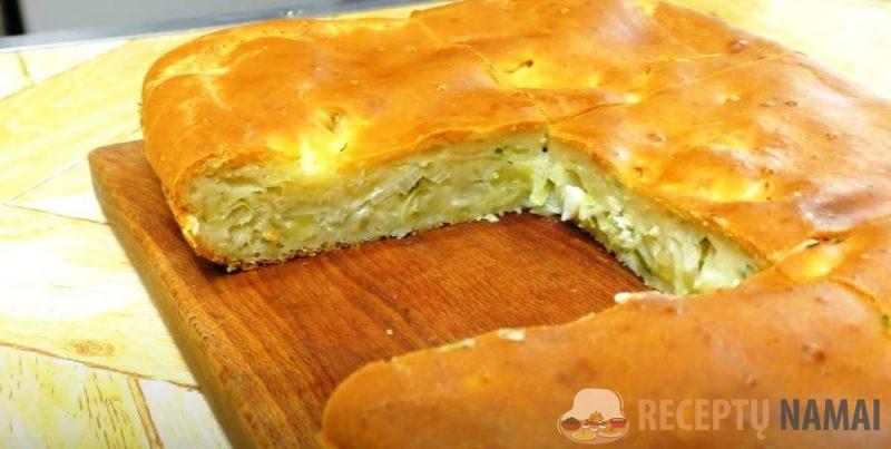 Заливной пирог на кефире с капустой. Простой, быстрый и вкусный рецепт