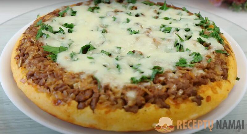 Мясной пирог на сковороде за 5 минут, не считая выпечки. Готовлю на скорую руку к приходу гостей