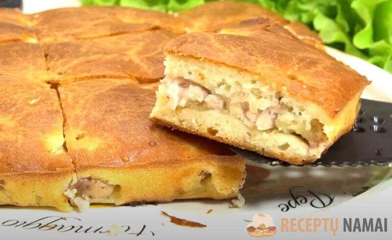 Все перемешал ложкой и готово. Курник из заливного теста: не нужно ничего раскатывать и ждать пока тесто поднимется