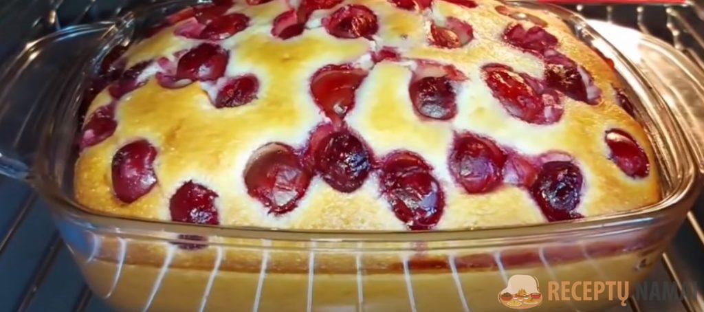 Пирог на кефире с вишней! Все смешал и в духовку