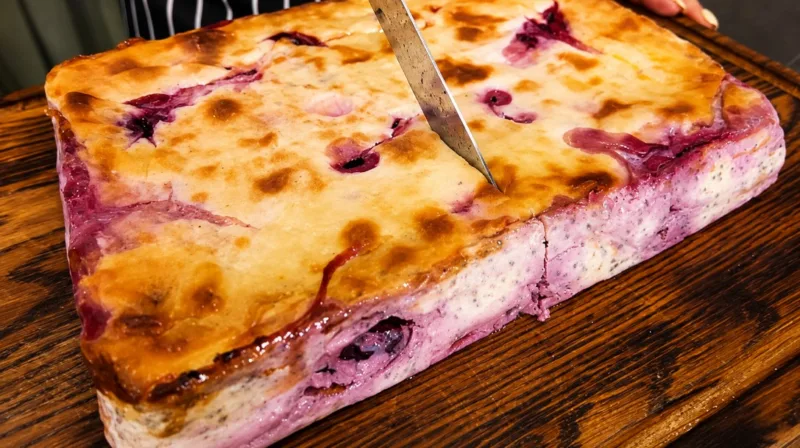 Slyvų pyragas be miltų su varškės ir chia sėklų pagrindu — sveikas desertas, kurį galima kepti kasdien