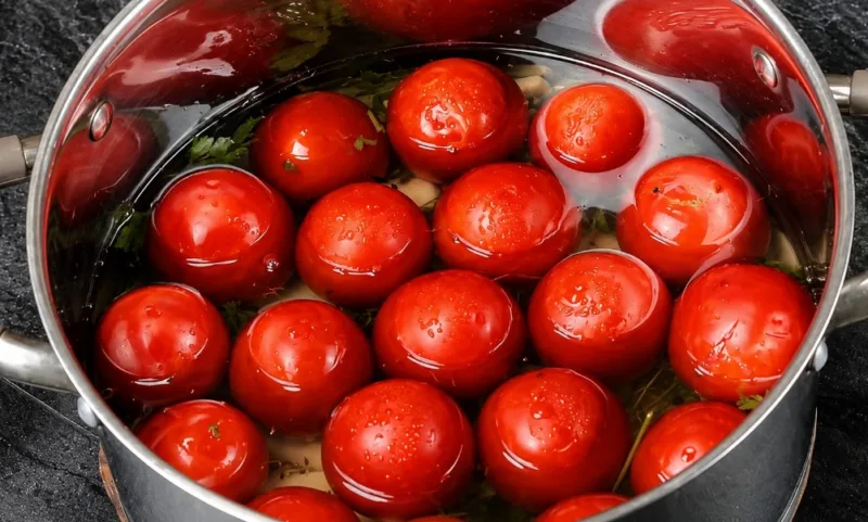 Pomidorai, verdami 5 minutes — sultingas užkandis su česnaku ir krapais