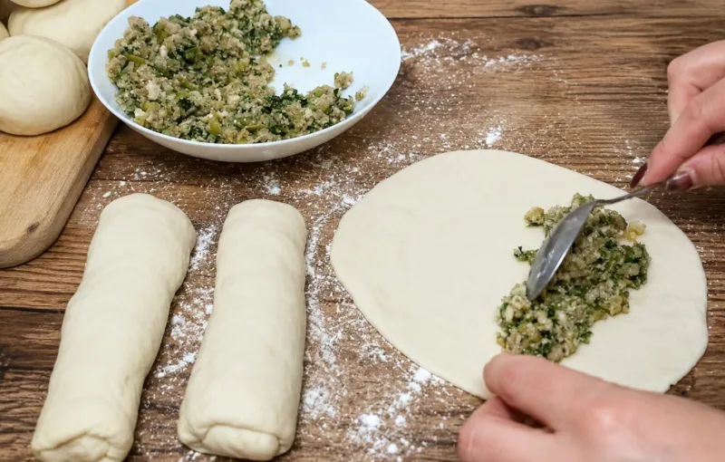 Pyragėliai su baklažanu, cukinija, svogūnu ir kiaušiniais — minkšti ir švieži net kitą dieną