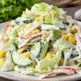 Paprastos krabų lazdelių salotos be majonezo – šventinio stalo favoritė