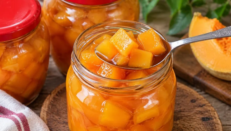 Saldus moliūgas su apelsinų aromatu — sultingas ir aromatingas žiemos konservas, primenantis mangą