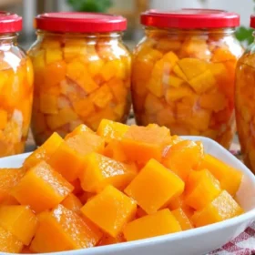 Saldus moliūgas su apelsinų aromatu — sultingas ir aromatingas žiemos konservas, primenantis mangą