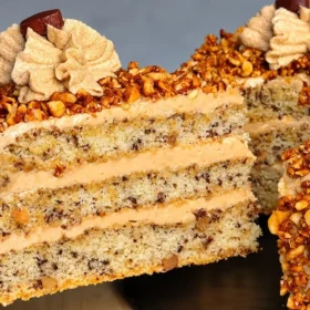 Vokiškas riešutų tortas su aromatingu kavos kremu — žingsnis po žingsnio