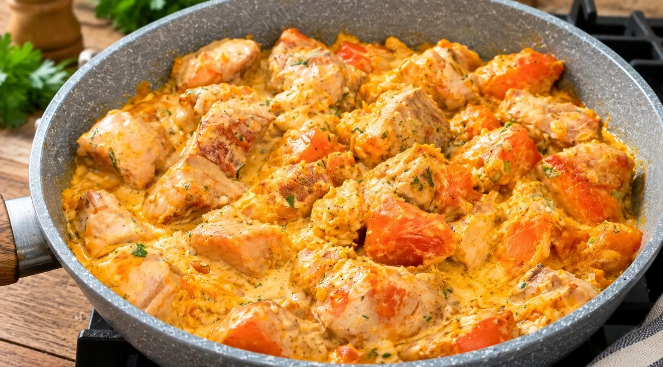 Greita ir paprasta vištiena su moliūgu grietinėliniame česnako padaže